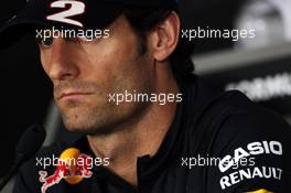 Mark Webber (AUS) Red Bull Racing in the FIA Press Conference. 07.06.2012. Formula 1 World Championship, Rd 7, Canadian Grand Prix, Montreal, Canada, Preparation Day