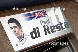 Pit garage sign for Paul di Resta (GBR) Sahara Force India F1. 07.06.2012. Formula 1 World Championship, Rd 7, Canadian Grand Prix, Montreal, Canada, Preparation Day