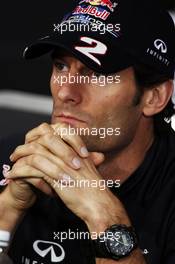 Mark Webber (AUS) Red Bull Racing in the FIA Press Conference. 07.06.2012. Formula 1 World Championship, Rd 7, Canadian Grand Prix, Montreal, Canada, Preparation Day