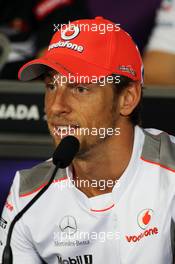 Jenson Button (GBR) McLaren in the FIA Press Conference. 07.06.2012. Formula 1 World Championship, Rd 7, Canadian Grand Prix, Montreal, Canada, Preparation Day