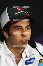 Sergio Perez (MEX) Sauber in the FIA Press Conference. 07.06.2012. Formula 1 World Championship, Rd 7, Canadian Grand Prix, Montreal, Canada, Preparation Day