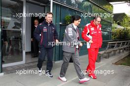 (L to R): Christian Horner (GBR) Red Bull Racing Team Principal; Monisha Kaltenborn (AUT) Sauber Managing Director and Stefano Domenicali (ITA) Ferrari General Director leave a meeting of the teams concerning the upcoming Bahrain GP. 13.04.2012. Formula 1 World Championship, Rd 3, Chinese Grand Prix, Shanghai, China, Practice Day