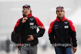 (L to R): Charles Pic (FRA) Marussia F1 Team with team mate Timo Glock (GER) Marussia F1 Team. 13.04.2012. Formula 1 World Championship, Rd 3, Chinese Grand Prix, Shanghai, China, Practice Day