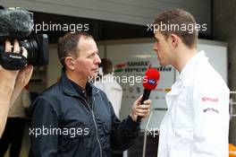 (L to R): Martin Brundle (GBR) Sky Sports Commentator with Paul di Resta (GBR) Sahara Force India F1. 13.04.2012. Formula 1 World Championship, Rd 3, Chinese Grand Prix, Shanghai, China, Practice Day