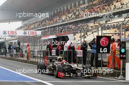 Romain Grosjean (FRA) Lotus F1 E20 leaves the pits. 13.04.2012. Formula 1 World Championship, Rd 3, Chinese Grand Prix, Shanghai, China, Practice Day