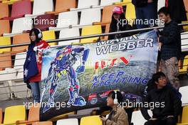 Fans of Mark Webber (AUS) Red Bull Racing  in the grandstand with a banner. 13.04.2012. Formula 1 World Championship, Rd 3, Chinese Grand Prix, Shanghai, China, Practice Day
