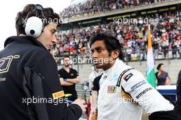 Narain Karthikeyan (IND) Hispania Racing F1 Team (HRT) on the grid. 15.04.2012. Formula 1 World Championship, Rd 3, Chinese Grand Prix, Shanghai, China, Race Day