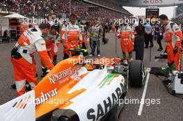 Nico Hulkenberg (GER) Sahara Force India F1 VJM05 on the grid. 15.04.2012. Formula 1 World Championship, Rd 3, Chinese Grand Prix, Shanghai, China, Race Day