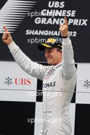 Race winner Nico Rosberg (GER) Mercedes AMG F1 celebrates on the podium. 15.04.2012. Formula 1 World Championship, Rd 3, Chinese Grand Prix, Shanghai, China, Race Day