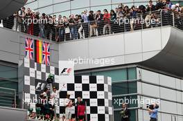 The podium (L to R): Jenson Button (GBR) McLaren, second; Nico Rosberg (GER) Mercedes AMG F1, race winner; Lewis Hamilton (GBR) McLaren, third; Norbert Haug (GER) Mercedes Sporting Director. 15.04.2012. Formula 1 World Championship, Rd 3, Chinese Grand Prix, Shanghai, China, Race Day