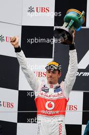 Jenson Button (GBR) McLaren celebrates his second position on the podium. 15.04.2012. Formula 1 World Championship, Rd 3, Chinese Grand Prix, Shanghai, China, Race Day