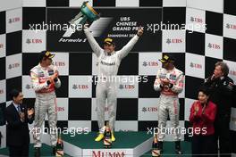 Jenson Button (GBR), McLaren Mercedes, Nico Rosberg (GER), Mercedes GP, Lewis Hamilton (GBR), McLaren Mercedes and Norbert Haug (GER), Mercedes, Motorsport chief  15.04.2012. Formula 1 World Championship, Rd 3, Chinese Grand Prix, Shanghai, China, Race Day