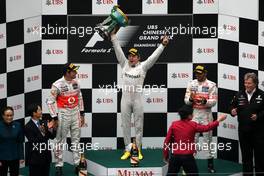 Jenson Button (GBR), McLaren Mercedes, Nico Rosberg (GER), Mercedes GP, Lewis Hamilton (GBR), McLaren Mercedes and Norbert Haug (GER), Mercedes, Motorsport chief  15.04.2012. Formula 1 World Championship, Rd 3, Chinese Grand Prix, Shanghai, China, Race Day