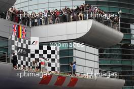 The podium (L to R): Jenson Button (GBR) McLaren, second; Nico Rosberg (GER) Mercedes AMG F1, race winner; Lewis Hamilton (GBR) McLaren, third; Norbert Haug (GER) Mercedes Sporting Director. 15.04.2012. Formula 1 World Championship, Rd 3, Chinese Grand Prix, Shanghai, China, Race Day