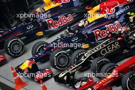 Mark Webber (AUS), Red Bull Racing, Sebastian Vettel (GER), Red Bull Racing and Romain Grosjean (FRA), Lotus F1 Team  15.04.2012. Formula 1 World Championship, Rd 3, Chinese Grand Prix, Shanghai, China, Race Day