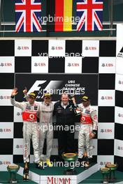 Jenson Button (GBR), McLaren Mercedes, Nico Rosberg (GER), Mercedes GP, Lewis Hamilton (GBR), McLaren Mercedes and Norbert Haug (GER), Mercedes, Motorsport chief  15.04.2012. Formula 1 World Championship, Rd 3, Chinese Grand Prix, Shanghai, China, Race Day