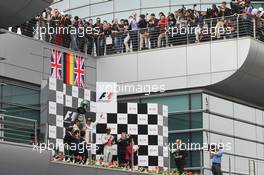 The podium (L to R): Jenson Button (GBR) McLaren, second; Nico Rosberg (GER) Mercedes AMG F1, race winner; Lewis Hamilton (GBR) McLaren, third; Norbert Haug (GER) Mercedes Sporting Director. 15.04.2012. Formula 1 World Championship, Rd 3, Chinese Grand Prix, Shanghai, China, Race Day