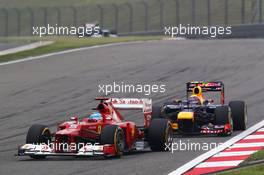 Fernando Alonso (ESP) Ferrari F2012 leads Mark Webber (AUS) Red Bull Racing RB8. 15.04.2012. Formula 1 World Championship, Rd 3, Chinese Grand Prix, Shanghai, China, Race Day