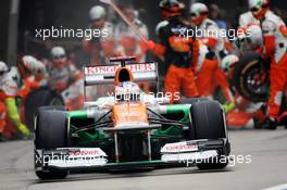 Paul di Resta (GBR) Sahara Force India VJM05 makes a pit stop. 15.04.2012. Formula 1 World Championship, Rd 3, Chinese Grand Prix, Shanghai, China, Race Day