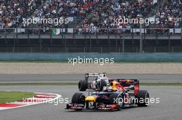 Sebastian Vettel (GER) Red Bull Racing RB8 leads Sergio Perez (MEX) Sauber C31. 15.04.2012. Formula 1 World Championship, Rd 3, Chinese Grand Prix, Shanghai, China, Race Day