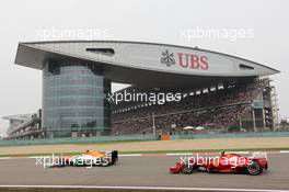 Paul di Resta (GBR) Sahara Force India VJM05 leads Felipe Massa (BRA) Ferrari F2012. 15.04.2012. Formula 1 World Championship, Rd 3, Chinese Grand Prix, Shanghai, China, Race Day