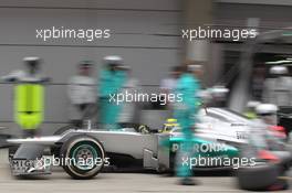 Nico Rosberg (GER), Mercedes AMG Petronas pit stop  15.04.2012. Formula 1 World Championship, Rd 3, Chinese Grand Prix, Shanghai, China, Race Day