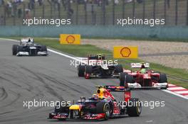 Mark Webber (AUS) Red Bull Racing RB8 leads Felipe Massa (BRA) Ferrari F2012. 15.04.2012. Formula 1 World Championship, Rd 3, Chinese Grand Prix, Shanghai, China, Race Day