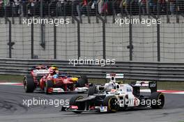 Sergio Perez (MEX) Sauber C31 leads team mate Kamui Kobayashi (JPN) Sauber C31. 15.04.2012. Formula 1 World Championship, Rd 3, Chinese Grand Prix, Shanghai, China, Race Day