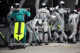 Mercedes mechanics after the pit stop of race winner Nico Rosberg (GER) Mercedes AMG F1. 15.04.2012. Formula 1 World Championship, Rd 3, Chinese Grand Prix, Shanghai, China, Race Day