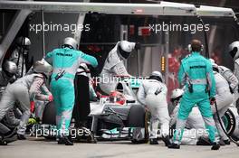Michael Schumacher (GER) Mercedes AMG F1 W03 makes a pit stop that led to his retirement when a wheel was not securely attached to the car. 15.04.2012. Formula 1 World Championship, Rd 3, Chinese Grand Prix, Shanghai, China, Race Day