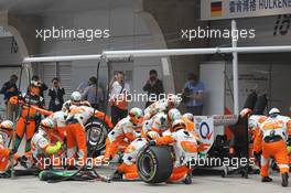 Nico Hulkenberg (GER), Sahara Force India Formula One Team pit stop  15.04.2012. Formula 1 World Championship, Rd 3, Chinese Grand Prix, Shanghai, China, Race Day