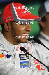 Lewis Hamilton (GBR) McLaren in the post qualifying FIA Press Conference. 14.04.2012. Formula 1 World Championship, Rd 3, Chinese Grand Prix, Shanghai, China, Qualifying Day