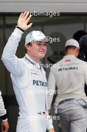 Nico Rosberg (GER) Mercedes AMG F1 celebrates his pole position in parc ferme. 14.04.2012. Formula 1 World Championship, Rd 3, Chinese Grand Prix, Shanghai, China, Qualifying Day