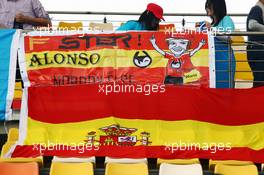 Fernando Alonso (ESP) Ferrari banners.