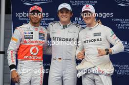 2nd place in Qualifying Lewis Hamilton (GBR) McLaren with 1st place Nico Rosberg (GER), Mercedes AMG Petronas and 3rd place Michael Schumacher (GER), Mercedes AMG Petronas  14.04.2012. Formula 1 World Championship, Rd 3, Chinese Grand Prix, Shanghai, China, Qualifying Day