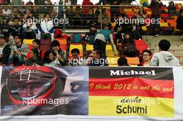 Banner and fans of Michael Schumacher (GER) Mercedes AMG F1. 14.04.2012. Formula 1 World Championship, Rd 3, Chinese Grand Prix, Shanghai, China, Qualifying Day