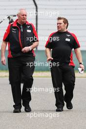 John Booth (GBR) Marussia F1 Team Team Principal (Left) walks the circuit. 12.04.2012. Formula 1 World Championship, Rd 3, Chinese Grand Prix, Shanghai, China, Preparation Day