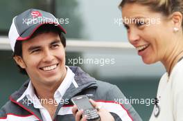 (L to R): Sergio Perez (MEX) Sauber with Nira Juanco (ESP) Antena 3 TV Presenter. 12.04.2012. Formula 1 World Championship, Rd 3, Chinese Grand Prix, Shanghai, China, Preparation Day