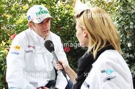 Nico Hulkenberg (GER) Sahara Force India F1 interviewed by Jenny Gow (GBR) BBC Radio 5 Live Pitlane Reporter. 12.04.2012. Formula 1 World Championship, Rd 3, Chinese Grand Prix, Shanghai, China, Preparation Day