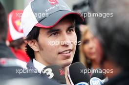Sergio Perez (MEX) Sauber with the media. 12.04.2012. Formula 1 World Championship, Rd 3, Chinese Grand Prix, Shanghai, China, Preparation Day