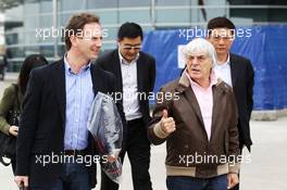 (L to R): Christian Horner (GBR) Red Bull Racing Team Principal in the paddock with Bernie Ecclestone (GBR) CEO Formula One Group (FOM). 12.04.2012. Formula 1 World Championship, Rd 3, Chinese Grand Prix, Shanghai, China, Preparation Day