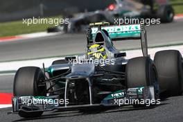 Nico Rosberg (GER) Mercedes AMG F1 W03 leads team mate Michael Schumacher (GER) Mercedes AMG F1 W03. 11.05.2012. Formula 1 World Championship, Rd 5, Spanish Grand Prix, Barcelona, Spain, Practice Day