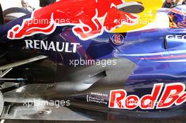 Mark Webber (AUS) Red Bull Racing RB8 exhaust detail. 11.05.2012. Formula 1 World Championship, Rd 5, Spanish Grand Prix, Barcelona, Spain, Practice Day