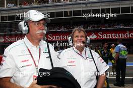 (L to R): Dr. Dieter Zetsche (GER) Daimler AG CEO with Norbert Haug (GER) Mercedes Sporting Director on the grid. 10.05.2012. Formula 1 World Championship, Rd 5, Spanish Grand Prix, Barcelona, Spain, Race Day
