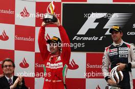 Fernando Alonso (ESP) Ferrari celebrates his second position on the podium. 10.05.2012. Formula 1 World Championship, Rd 5, Spanish Grand Prix, Barcelona, Spain, Race Day