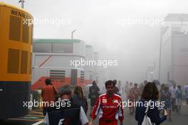 Smoke billows over the paddock after a fire in the Williams garage after their victory celebration. 10.05.2012. Formula 1 World Championship, Rd 5, Spanish Grand Prix, Barcelona, Spain, Race Day