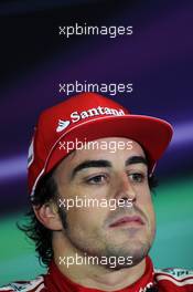 Second placed Fernando Alonso (ESP) Ferrari in the FIA Press Conference. 10.05.2012. Formula 1 World Championship, Rd 5, Spanish Grand Prix, Barcelona, Spain, Race Day