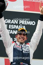 Race winner Pastor Maldonado (VEN) Williams celebrates on the podium. 10.05.2012. Formula 1 World Championship, Rd 5, Spanish Grand Prix, Barcelona, Spain, Race Day
