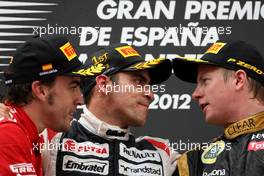 Pastor Maldonado (VEN), Williams F1 Team, Fernando Alonso (ESP), Scuderia Ferrari and Kimi Raikkonen (FIN), Lotus F1 Team  13.05.2012. Formula 1 World Championship, Rd 5, Spanish Grand Prix, Barcelona, Spain, Race Day