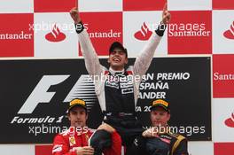 The podium (L to R): Fernando Alonso (ESP) Ferrari, second; Pastor Maldonado (VEN) Williams FW34, race winner; Kimi Raikkonen (FIN) Lotus F1 Team, third. 10.05.2012. Formula 1 World Championship, Rd 5, Spanish Grand Prix, Barcelona, Spain, Race Day